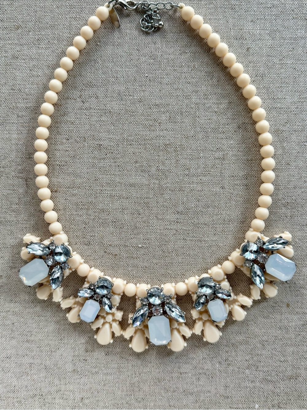 Anthropologie Ivory Rubber Statement Necklace | Opalescent & Crystal Necklace